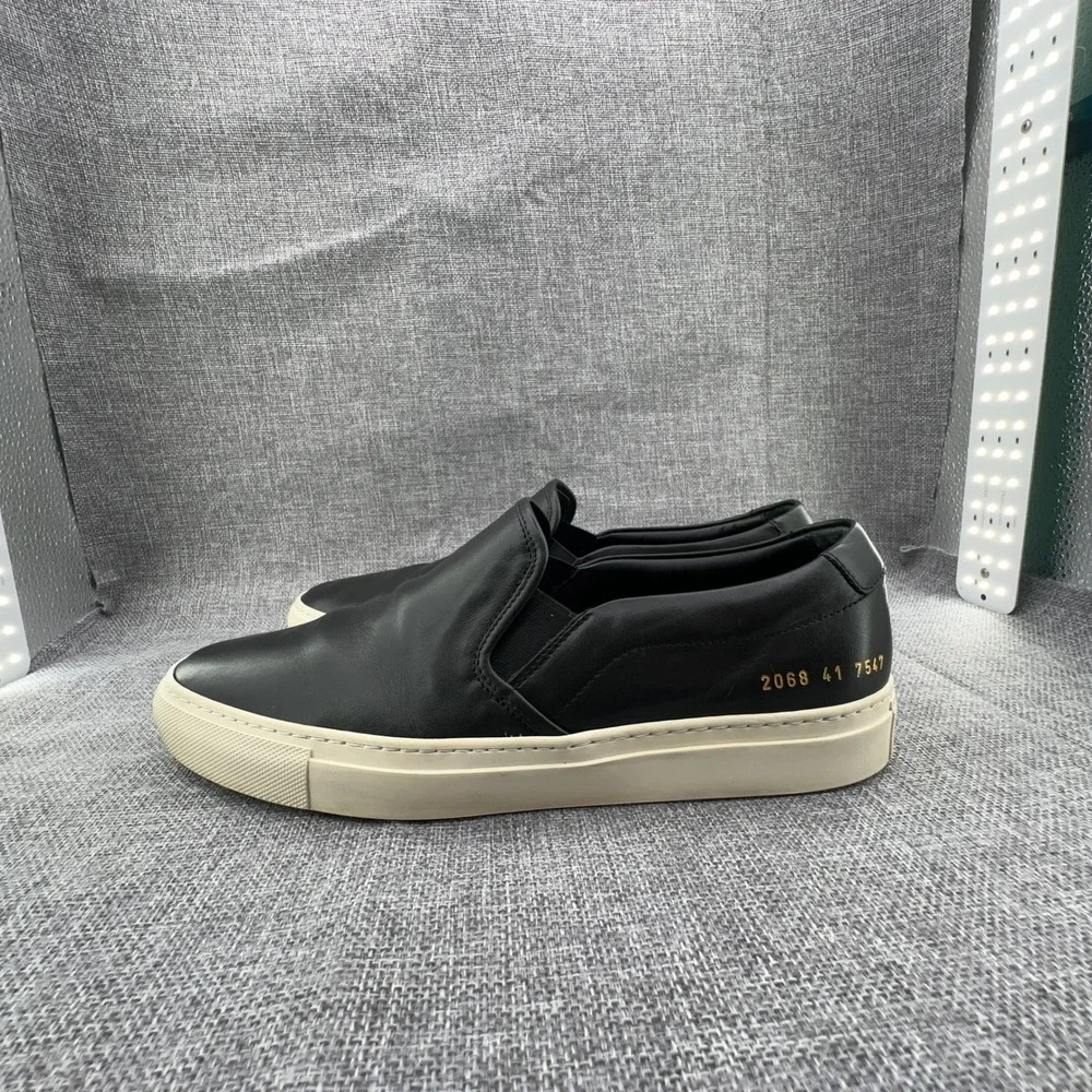 Common Projects Slip On Sneaker Size EU 41 READ DESC Black Leather Made in Italy